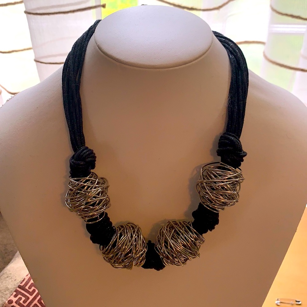 Black and silver statement necklace